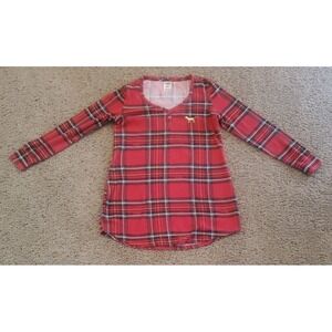 Victoria's Secret Pink Womens M Medium Red  Plaid Long Sleeves Sleepwear